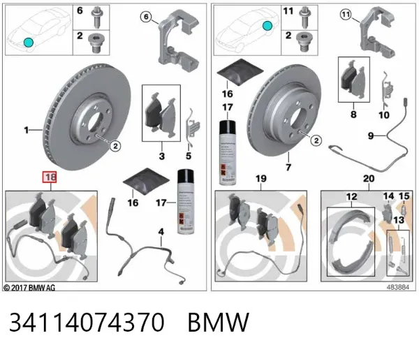 Pastillas de freno 34114074370 BMW