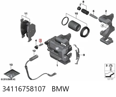 Válvula de purga de la pinza de freno delantera BMW 34116758107