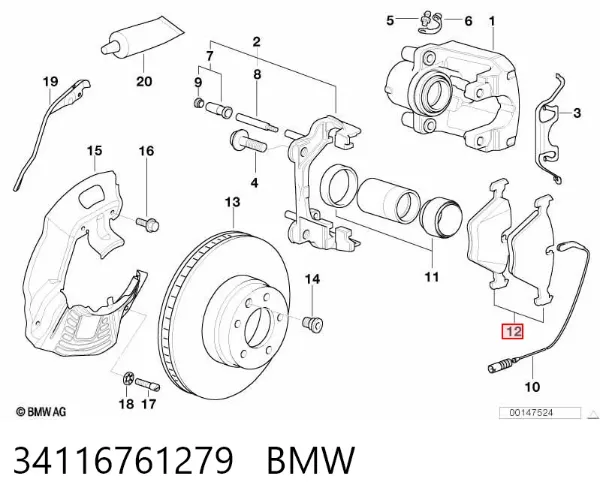 Pastillas de freno 34116761279 BMW