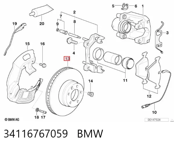 Disco de freno 34116767059 BMW