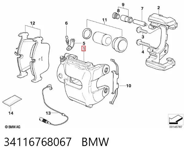 Pinza de freno delantera izquierda 34116768067 BMW