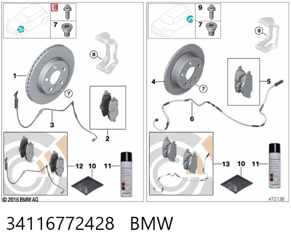 Junta del adaptador del filtro de aceite 34116772428 BMW