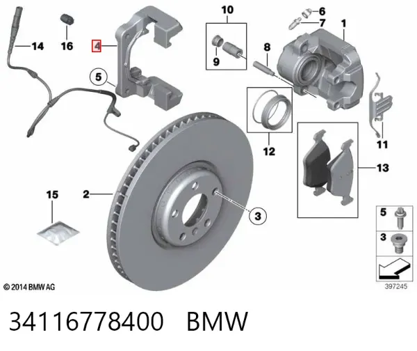 Soporte de la pinza de freno delantera 34116778400 BMW