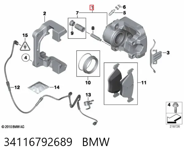 Pinza de freno delantera izquierda 34116792689 BMW