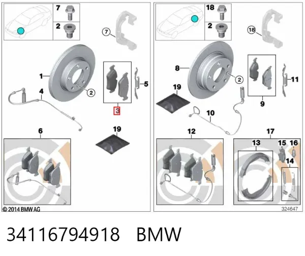 Pastillas de freno 34116794918 BMW