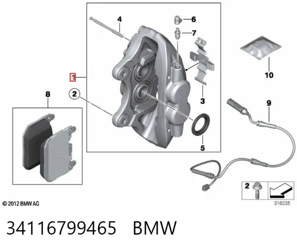 Pinza de freno delantera izquierda 34116799465 BMW