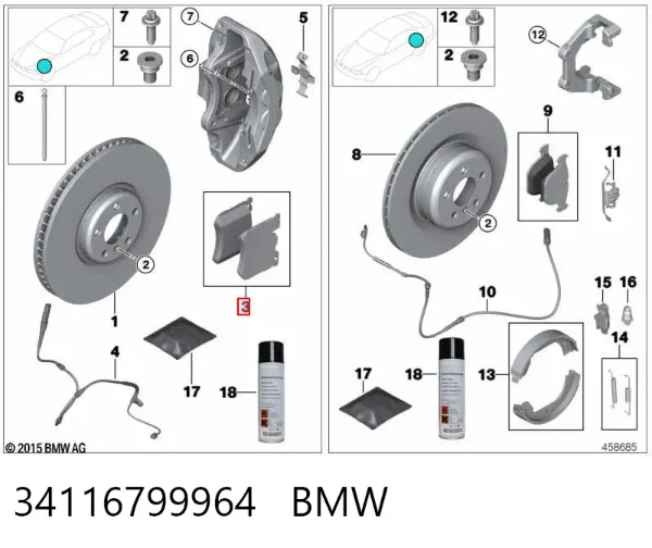 Pastillas de freno 34116799964 BMW