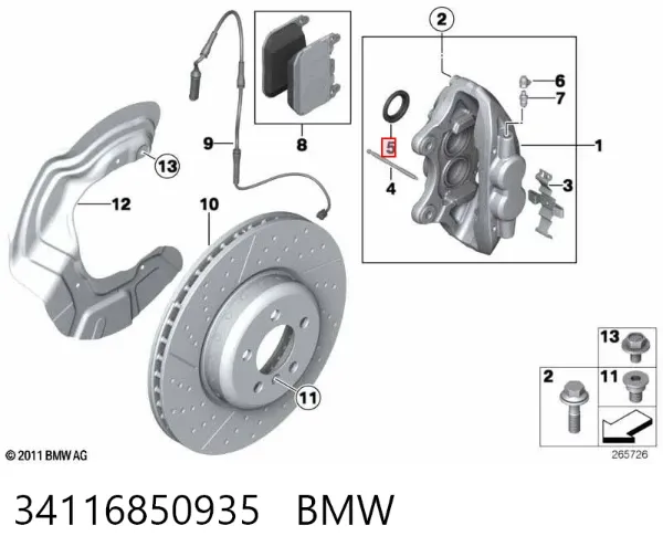Kit de reparación de pinzas de freno 34116850935 BMW