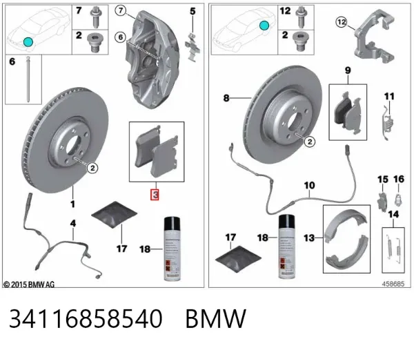 Pastillas de freno 34116858540 BMW