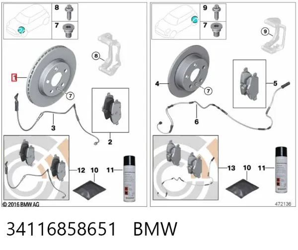 Disco de freno 34116858651 BMW