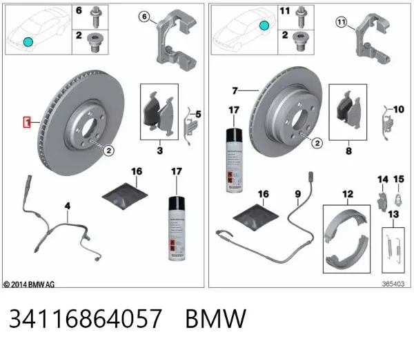 Disco de freno 34116864057 BMW