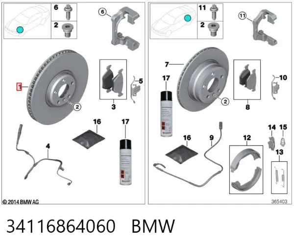 Disco de freno 34116864060 BMW