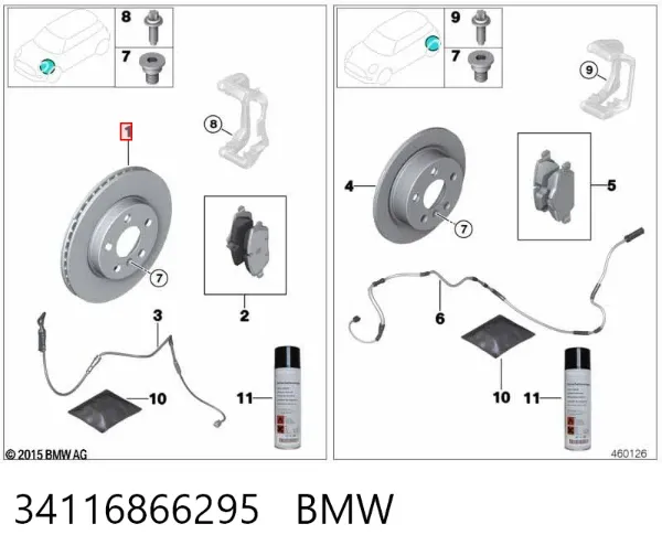 Disco de freno 34116866295 BMW