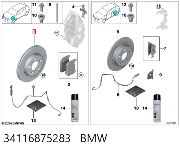 Disco de freno 34116875283 BMW