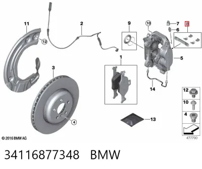 Juego de reparación de pastillas de freno BMW 34116877348