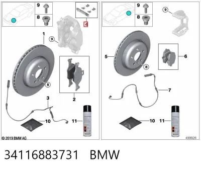 Juego de reparación de pastillas de freno BMW 34116883731