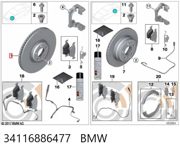 Disco de freno 34116886477 BMW