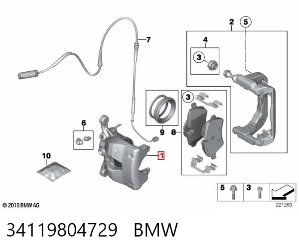 Pinza de freno delantera izquierda 34119804729 BMW