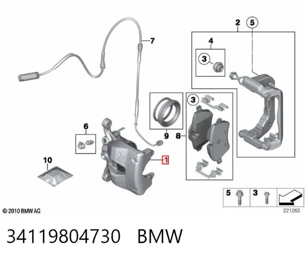 Pinza de freno delantera derecha 34119804730 BMW