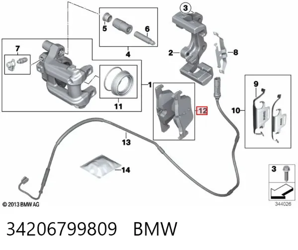 Pastillas de freno traseras 34206799809 BMW