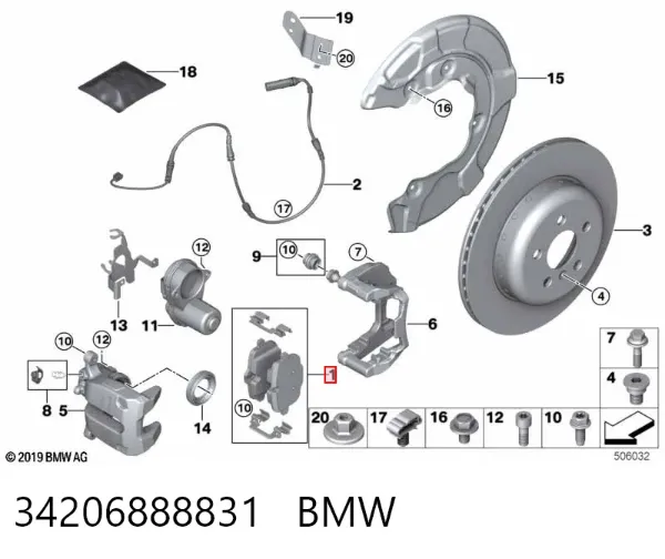 Pastillas de freno traseras 34206888831 BMW