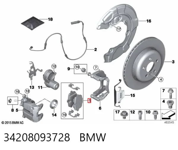Pastillas de freno traseras 34208093728 BMW