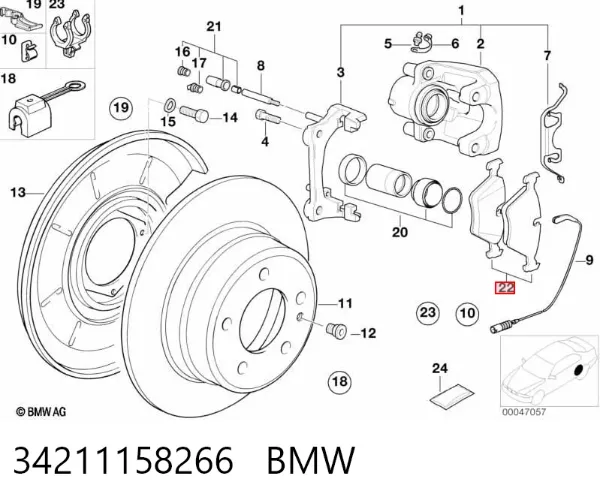 Pastillas de freno traseras 34211158266 BMW