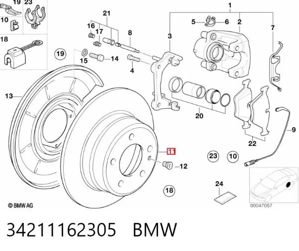 Disco de freno trasero 34211162305 BMW