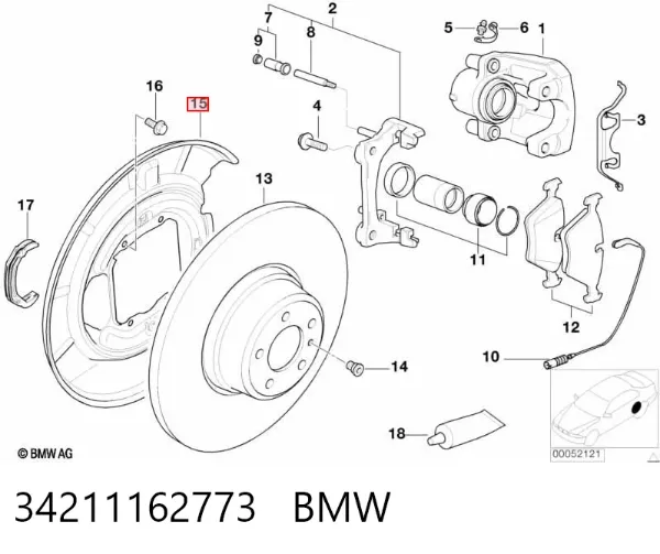 Protector de disco de freno trasero izquierdo 34211162773 BMW