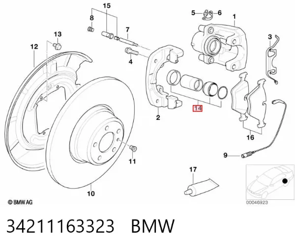 Kit de reparación de pinzas de freno trasero 34211163323 BMW