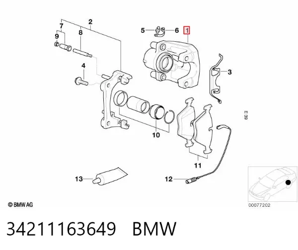 Pinza de freno trasera izquierda 34211163649 BMW