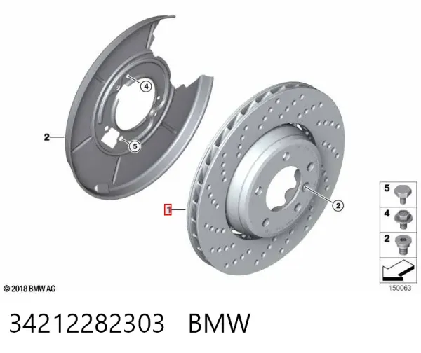 Disco de freno trasero 34212282303 BMW
