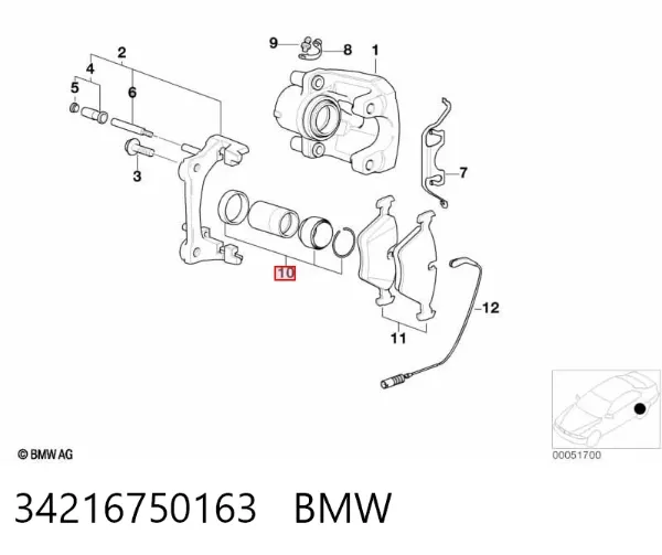 Kit de reparación de pinzas de freno trasero 34216750163 BMW