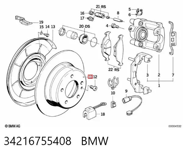 Disco de freno trasero 34216755408 BMW