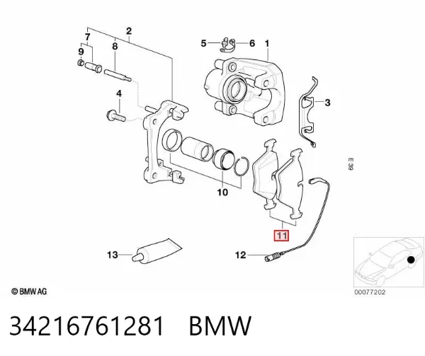 Pastillas de freno traseras 34216761281 BMW