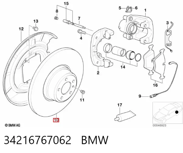 Disco de freno trasero 34216767062 BMW