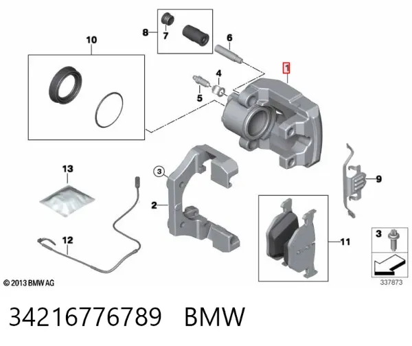 Pinza de freno trasera izquierda 34216776789 BMW
