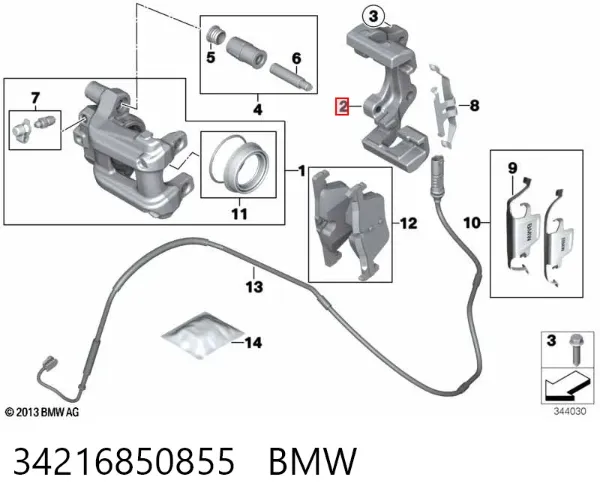 Soporte de la pinza de freno trasera 34216850855 BMW