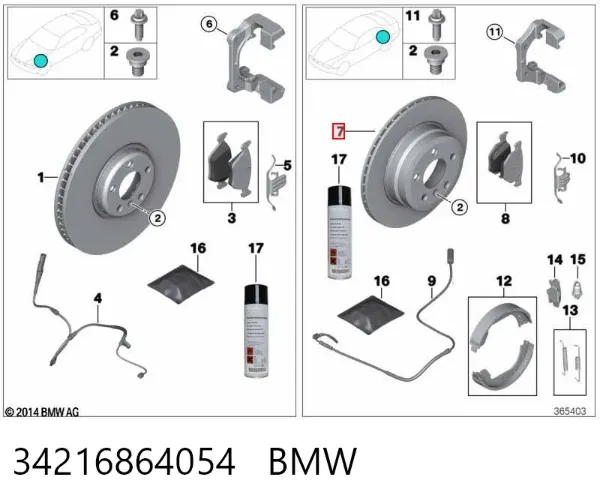 Disco de freno trasero 34216864054 BMW