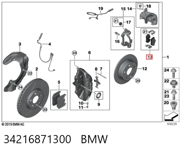 Pastillas de freno traseras 34216871300 BMW