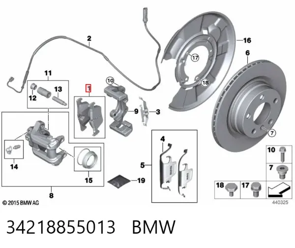Pastillas de freno traseras 34218855013 BMW