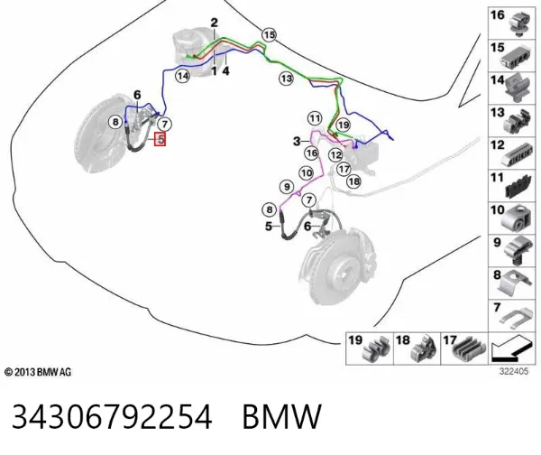 Latiguillos de freno delantero 34306792254 BMW