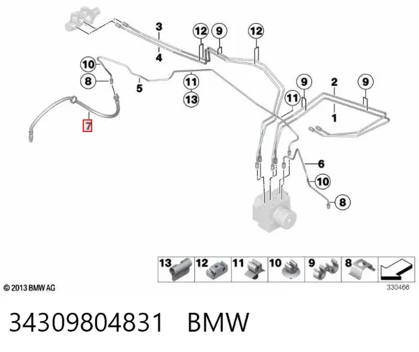 Latiguillos de freno delantero 34309804831 BMW