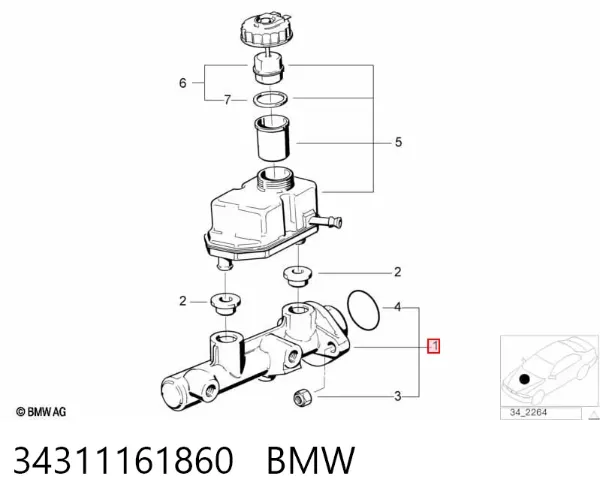 Cilindro maestro de frenos 34311161860 BMW