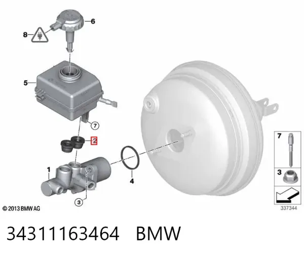 Tapa del depósito del cilindro maestro de freno 34311163464 BMW