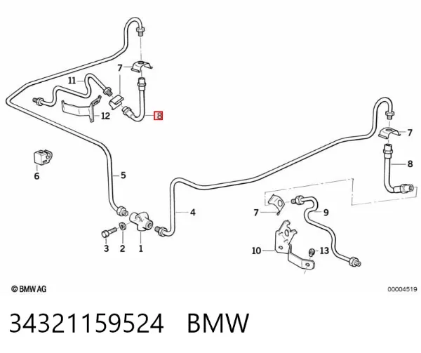 Latiguillo de freno trasero 34321159524 BMW