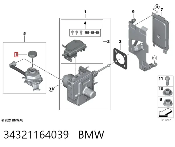 Tapa del depósito del cilindro maestro de freno 34321164039 BMW