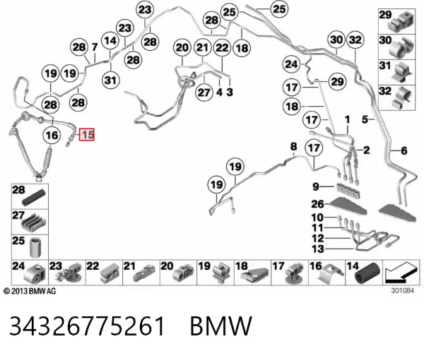 Latiguillos de freno delantero 34326775261 BMW