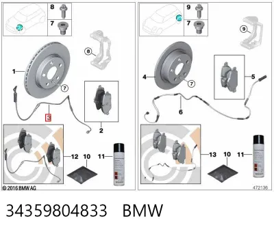 Sensor de desgaste de las pastillas de freno delanteras BMW 34359804833