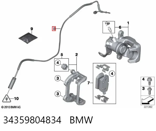 Sensor de desgaste de pastillas de freno trasero 34359804834 BMW